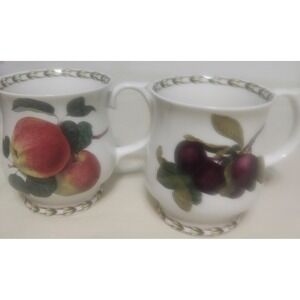 Queen's Hookers Fruit Mugs Fine Bone China Coffee Tea Set of 2‎